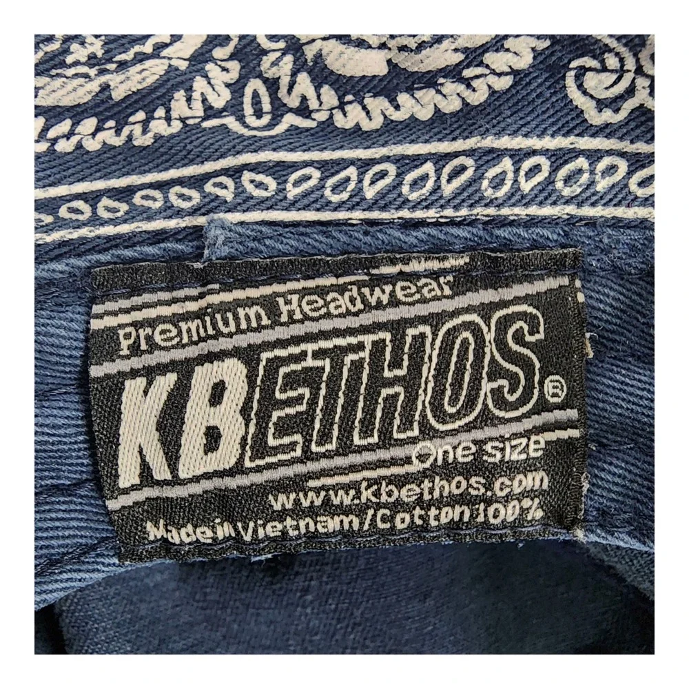 KBETHOS y2k Navy‎ Blue Paisley Bandana Print Cotton Bucket Hat One Size